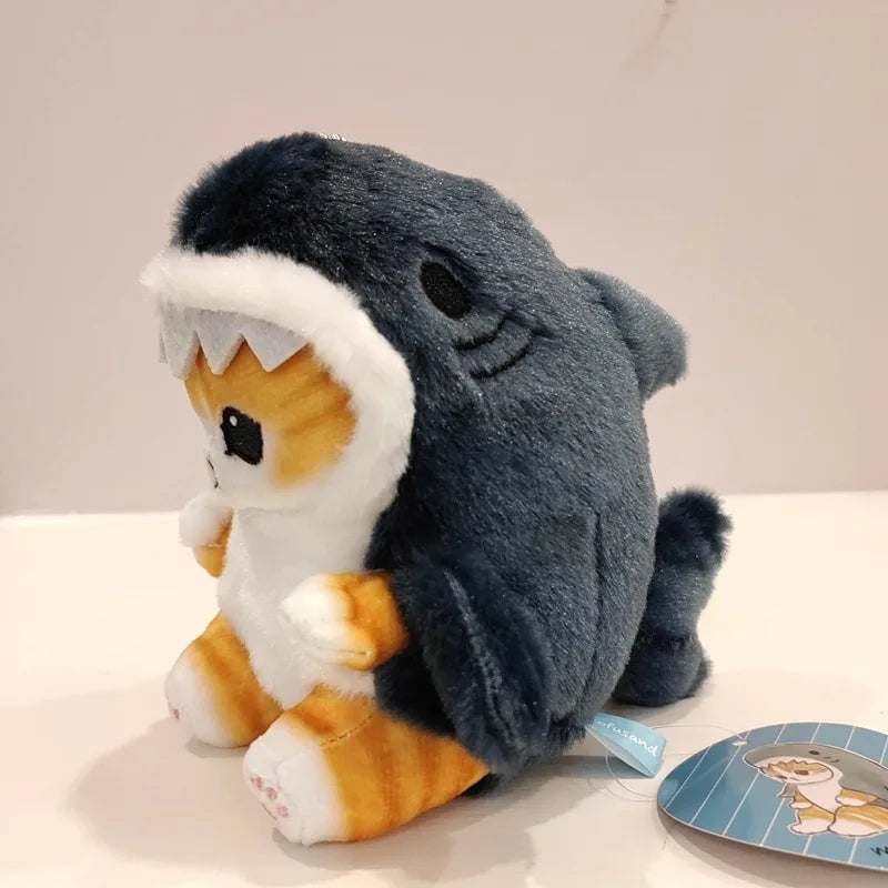 Kawaii Tempura Shrimp-Shark Cat Plush Keychain 5.1 in (13 cm) Cute Anime Bag Charm
