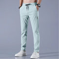Men's Fast-Dry Stretch Ice Silk Pants - Mid-Waist Breathable Straight-Leg Casual Sports Trousers