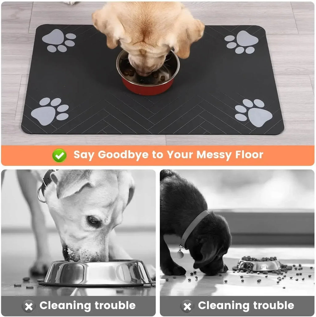 Absorbent Pet Feeding Mat with Non-Slip Rubber Backing - Waterproof Placemat for Dogs & Cats (20 x 30 cm / 7.9 x 11.8 in; 30 x 50 cm / 11.8 x 19.7 in; 40 x 60 cm / 15.7 x 23.6 in)