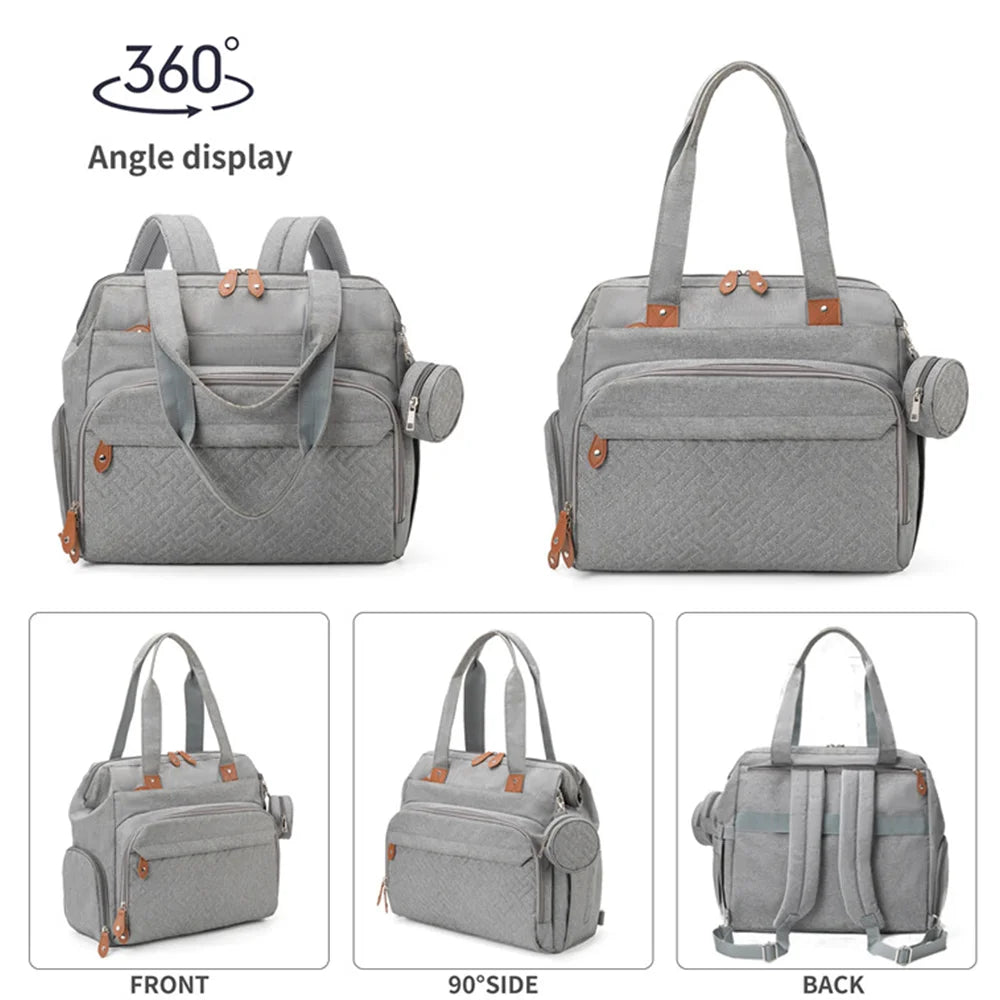 Large Mom Dad Diaper Backpack - Maternity Nappy Bag with Pacifier Pouch