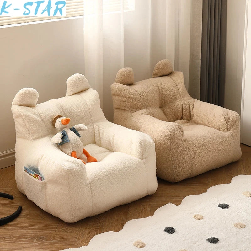 Cute Cartoon Kids Mini Sofa - Linen Toddler Armchair for Reading & Playroom