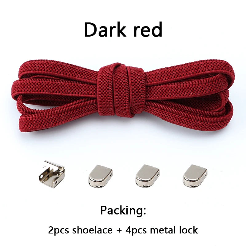 No-Tie Elastic Shoelaces with Metal Buckles – 1 Pair Quick Laces, One Size Fits All for Adults & Kids (105 cm / 41.3 in)