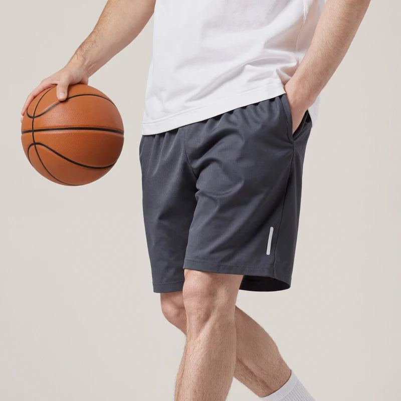 Men's Quick-Dry Athletic Shorts - Breathable Running and Gym Board Shorts with Zipper Pockets