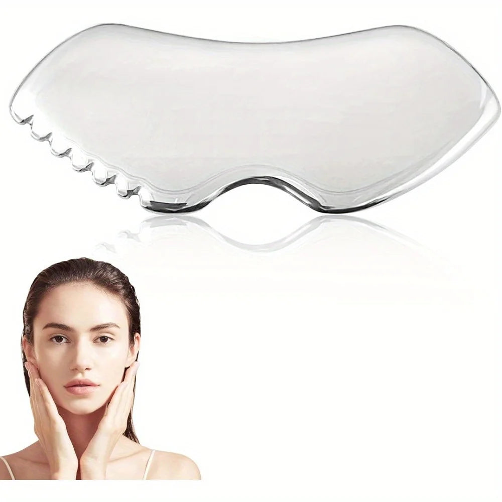 Stainless Steel Gua Sha Facial Tool – Metal Guasha Board for Jawline Sculpting & Lymphatic Massage