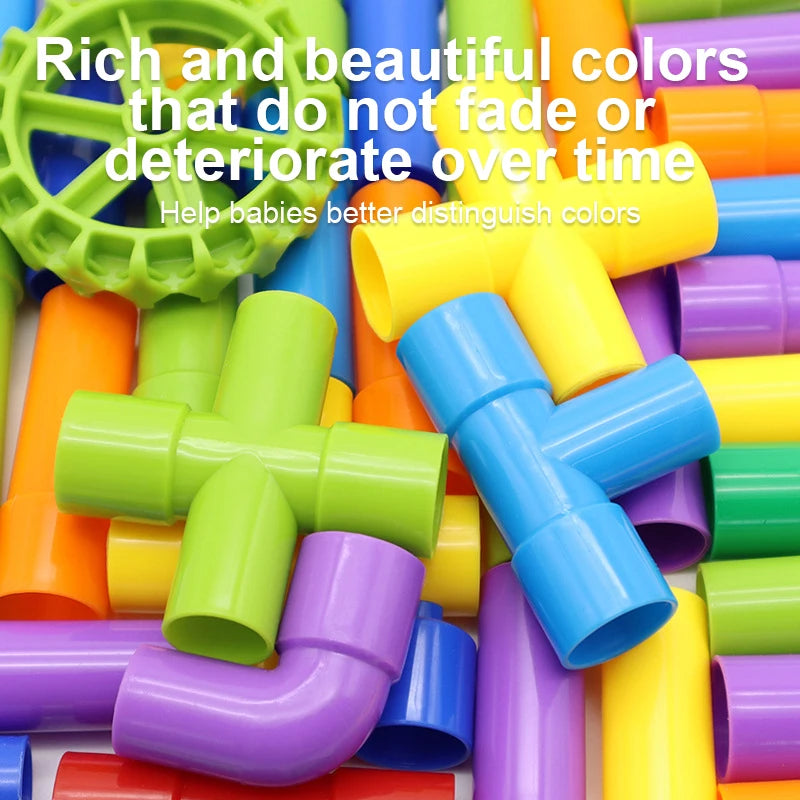 Marble Run Pipeline Building Block Toy for Kids Water Pipe Splicing Puzzle STEM Brain Development