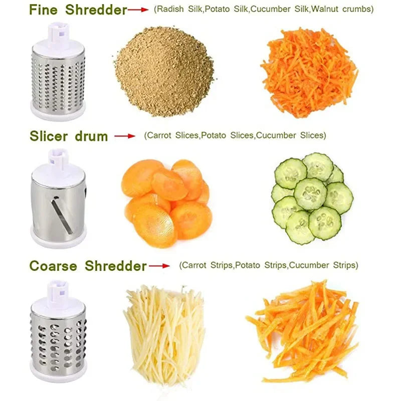 3-in-1 Vegetable Slicer Mandoline Manual Cutter, Round Chopper & Shredder for Potatoes, Fruits & Vegetables