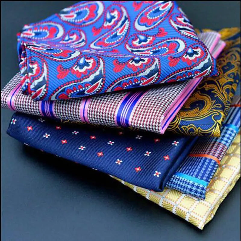 Men's Pocket Square 41 Colors - Plaid Dot Paisley Polyester Handkerchief 25 x 25 cm (9.8 x 9.8 in)