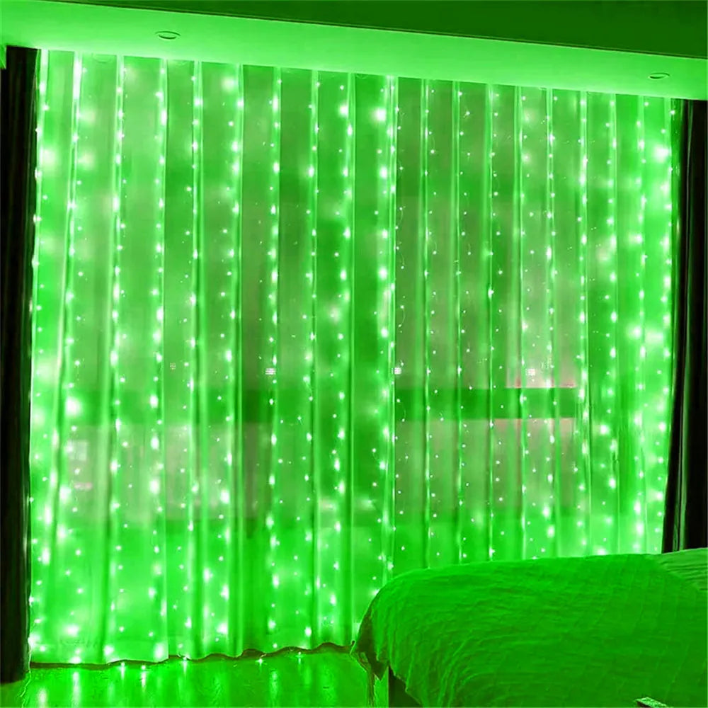 USB LED Curtain String Lights – 3×1m / 3×2m / 3×3m / 6×3m (9.8×3.3 / 9.8×6.6 / 9.8×9.8 / 19.7×9.8 ft) USB Powered with Remote – Fairy Lights for Wedding, Party & Home