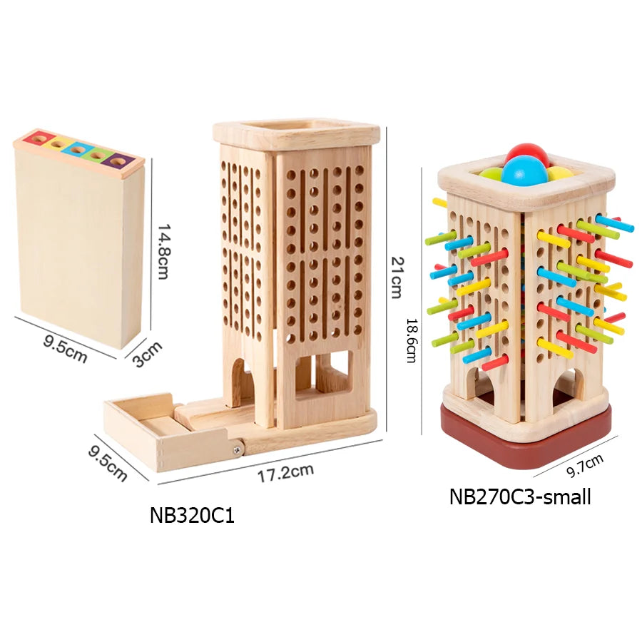 3-in-1 Wooden Stick and Tower Montessori Math Game for Early Learning, Parent-Child Thinking Toy
