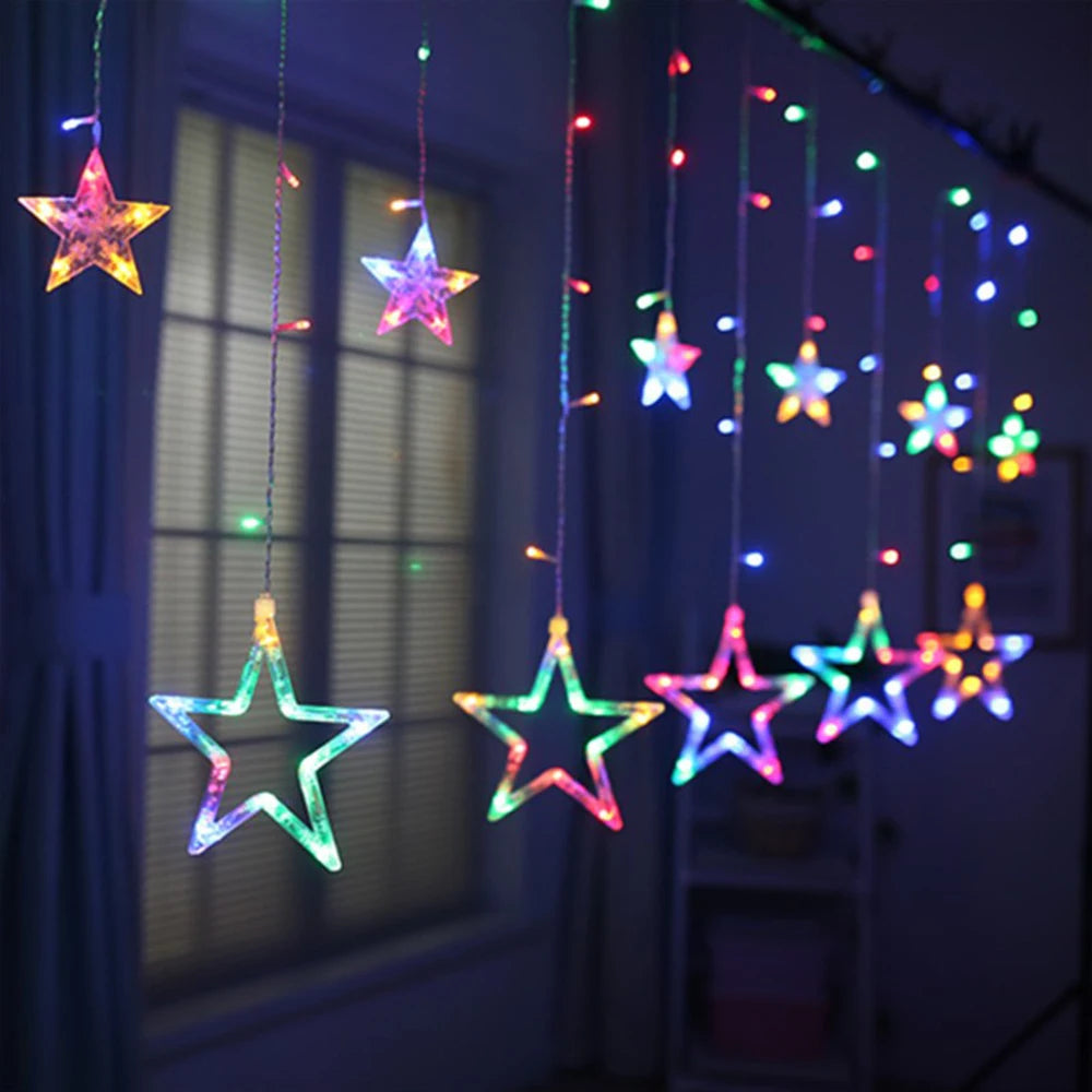 3.5M (11.5 ft) Star Curtain LED Fairy String Lights 138 LEDs for Christmas Home Bedroom Window Outdoor Party