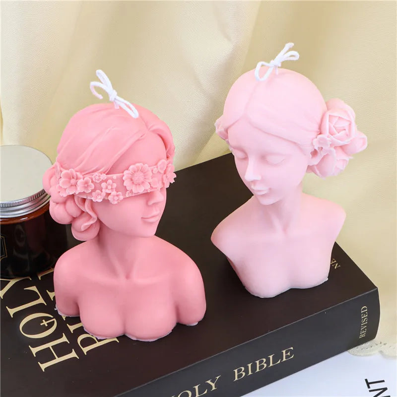 Silicone Mold for DIY Blindfolded Girl Sleeping Beauty Figurine Candle & Plaster Mold 10 x 8 x 8 cm (3.94 x 3.15 x 3.15 in)