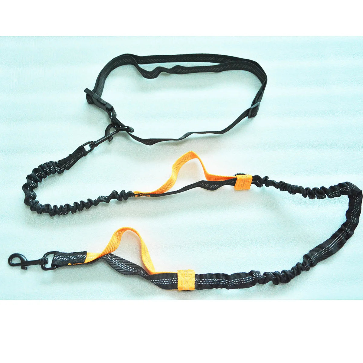 Hands-Free Double Elastic Reflective Dog Leash — Retractable Running Waist Belt, Adjustable Waist 27.6–47.2 in (70–120 cm), Leash 63–102 in (160–260 cm)