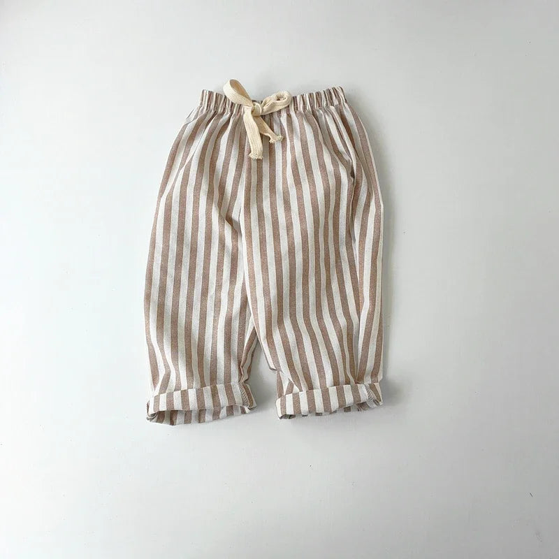 Kids Striped Linen-Cotton Harem Pants – Boys & Girls, Ages 4-6