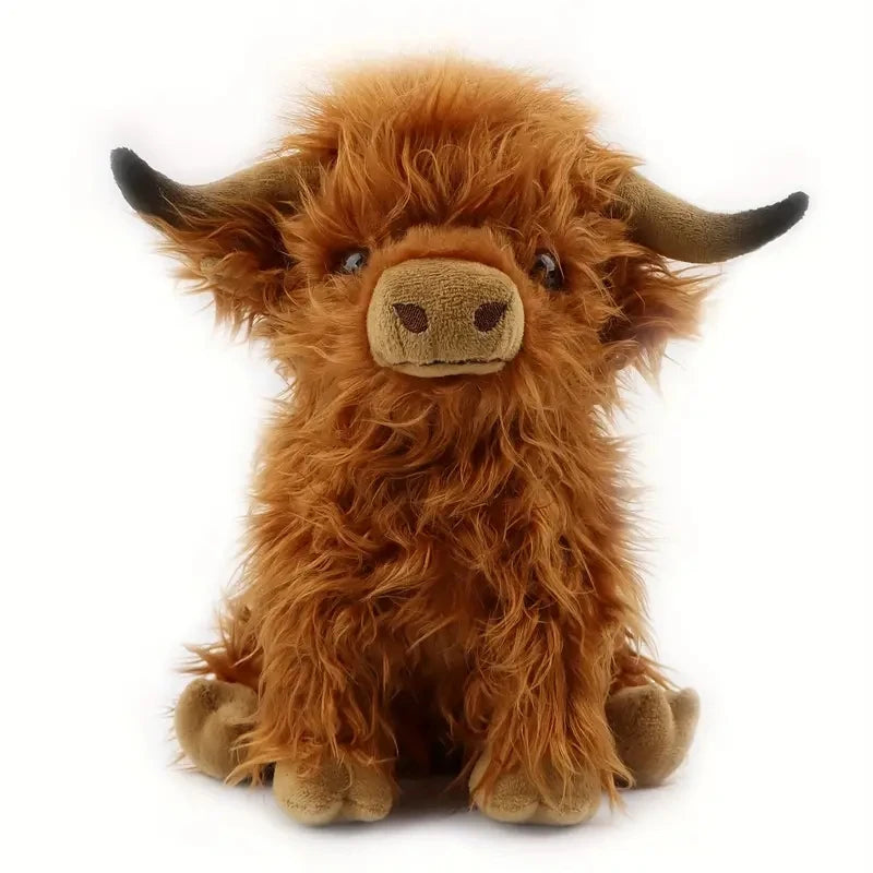 Highland Cow Plush Toy 12 in (30 cm) Soft Stuffed Animal for Kids & Adults - PP Cotton Filled, Multicolor