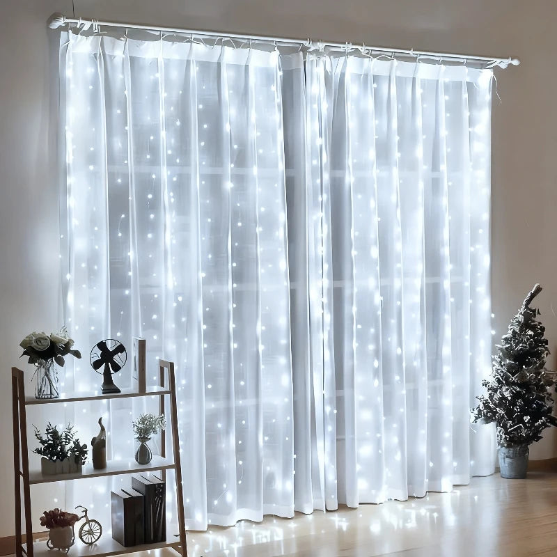 USB LED Curtain Fairy Lights for Windows & Bedroom – Christmas Holiday String Lights (100–600 LEDs)
