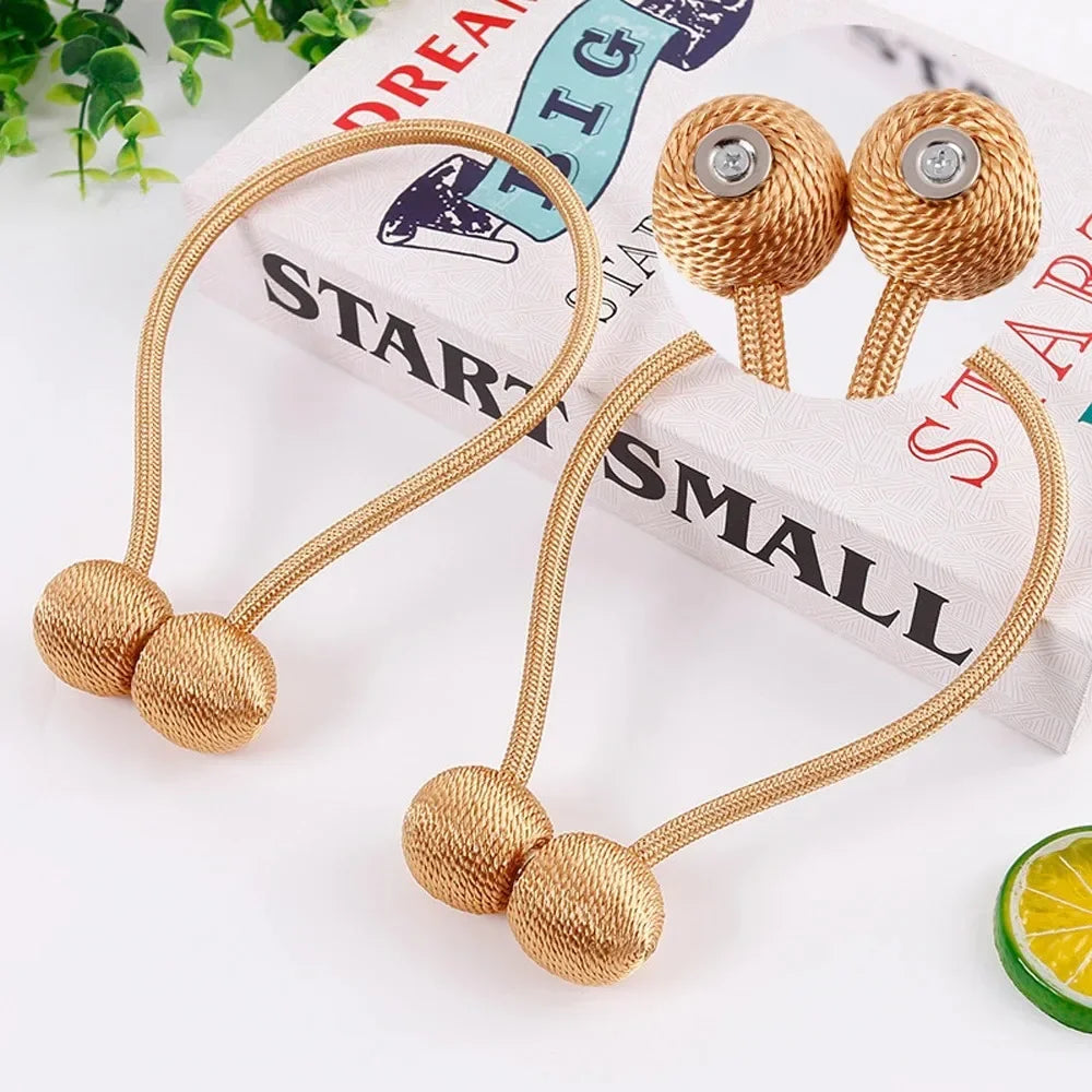 Magnetic Ball Curtain Tiebacks – 1/2/4-Pack, 47 cm (18.5 in) Polyester Magnetic Holdbacks for Curtains