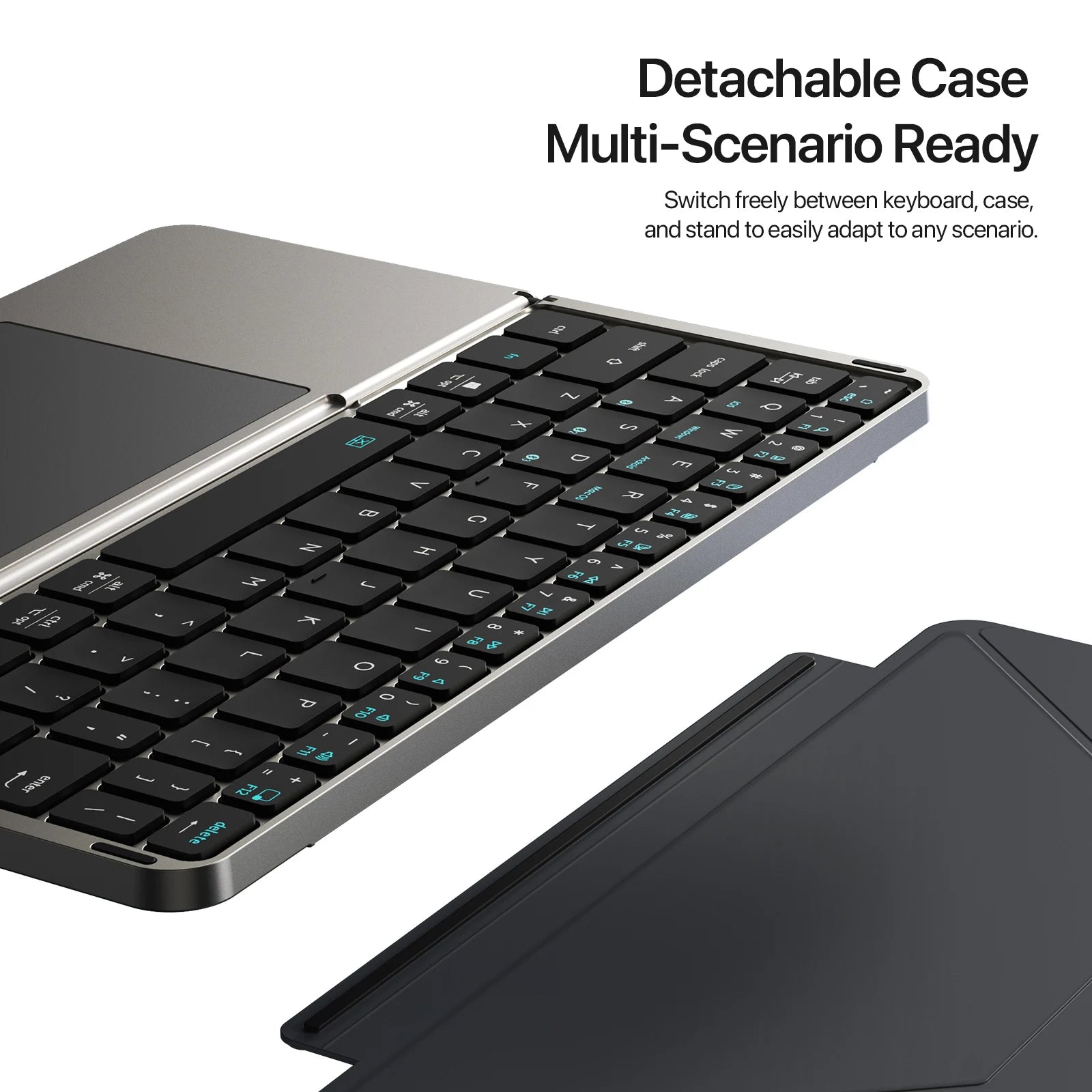 Foldable Bluetooth 5.0 Keyboard with Detachable Touchpad & Phone Holder — Compact 63-Key Wireless Keyboard for Phones, Tablets & Laptops