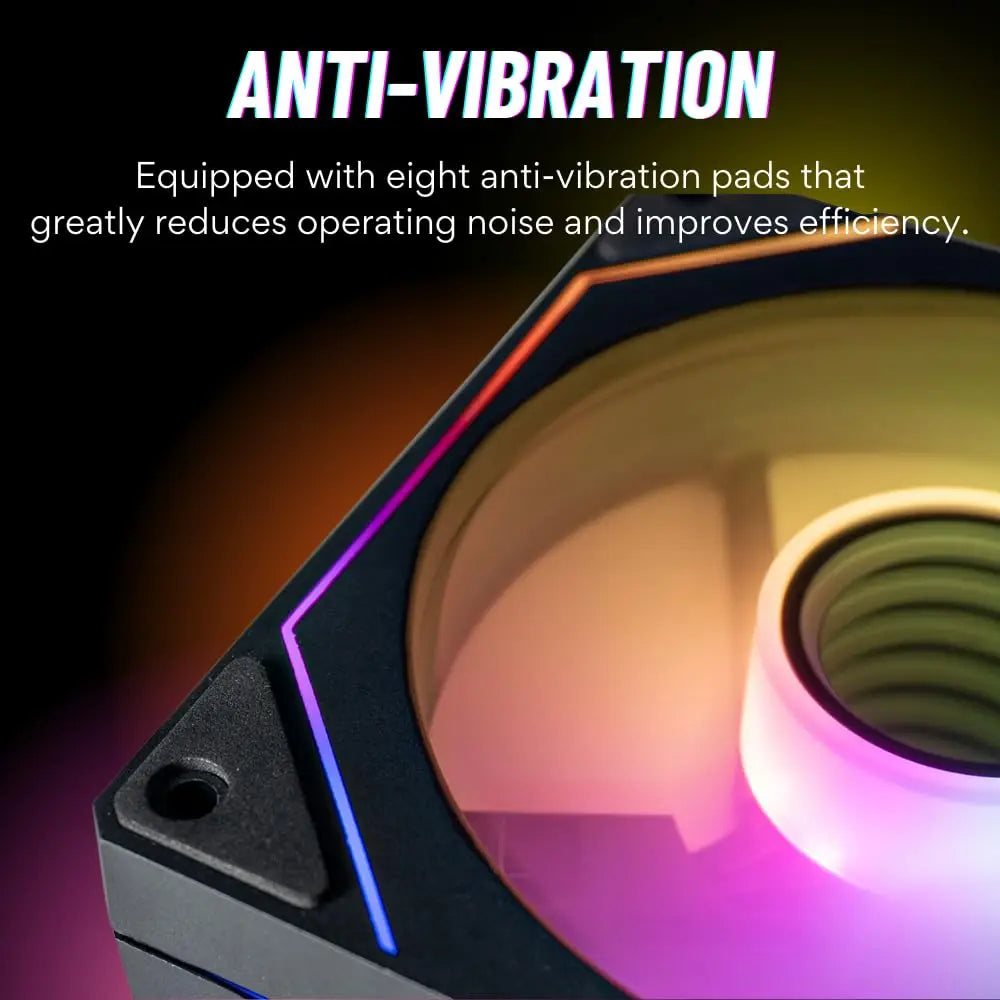 ARGB 120mm (4.72in) PWM Silent Case Fan – Infinite Mirror LED, 4-pin PWM + 5V 3-pin ARGB, Ceramic Bearing