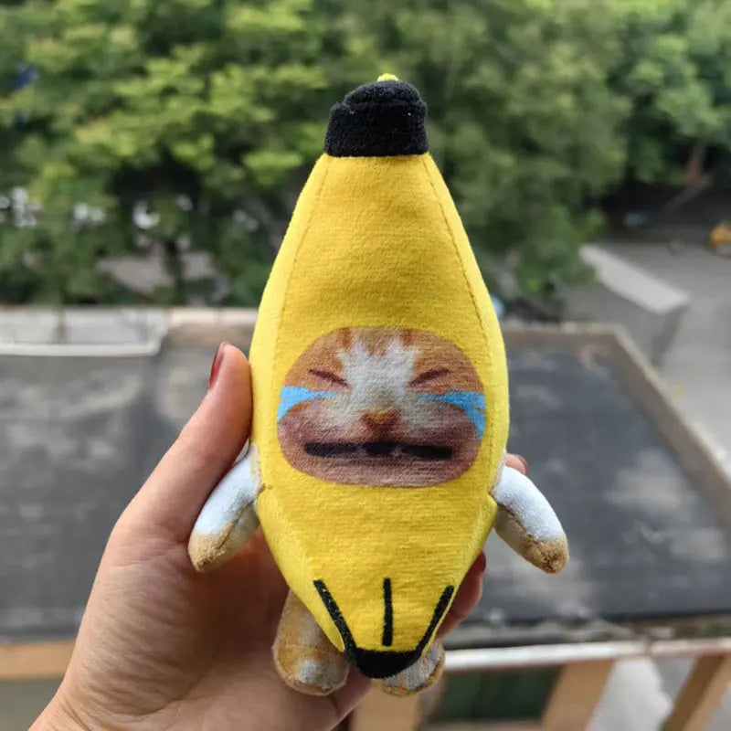 17cm Banana Cat Plush Keychain Pendant — Cute Crying & Happy Face, 1 Pc