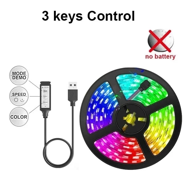 5050 USB 5V RGB LED Strip Light – Bluetooth & WiFi App + Remote Controlled Flexible Tape for TV Backlight, Room and Party Lighting