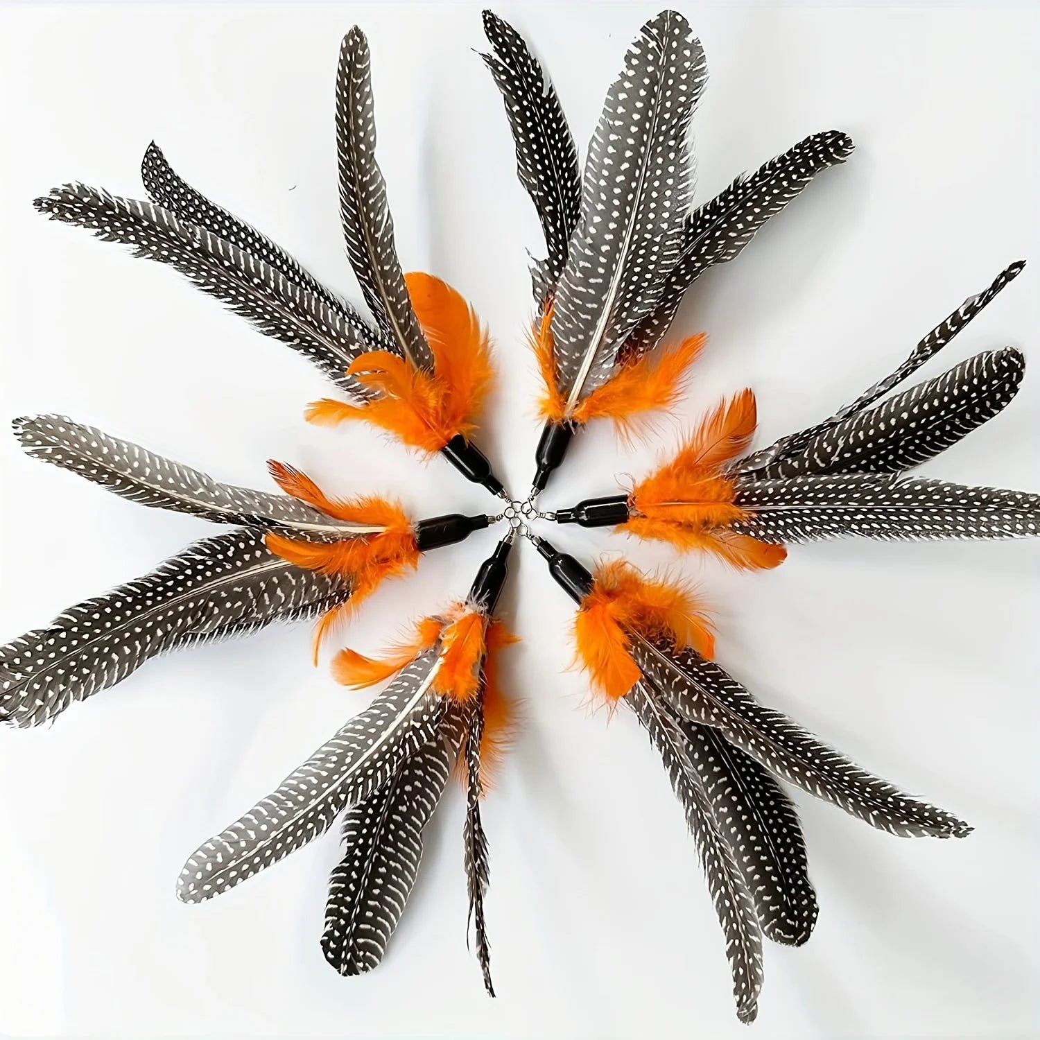 6-Pack Natural Feather Replacement Refills for Cat Wand Toys – Interchangeable Feather Teasers for Indoor Cats