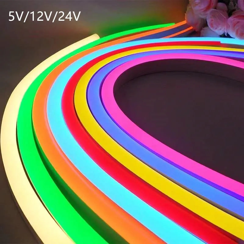 6mm LED Neon Flex Strip Waterproof Rope Light 5V/12V/24V for DIY Signs - Red Green Blue Yellow Pink White