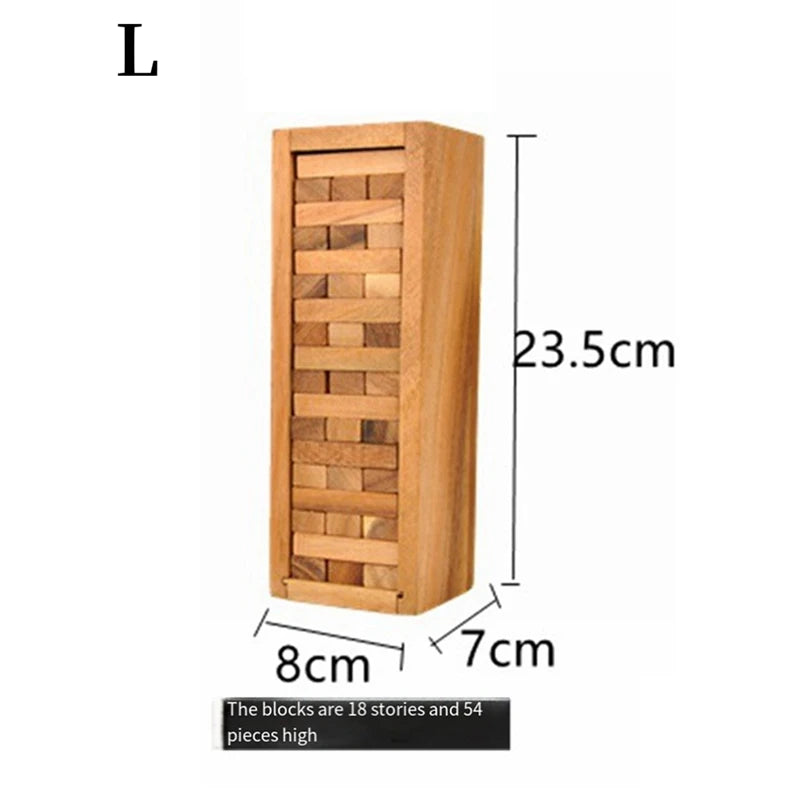 Wood Tumbling Tower Game 48/54-Block Wooden Stacking Game for Family, Parties & Outdoor Play