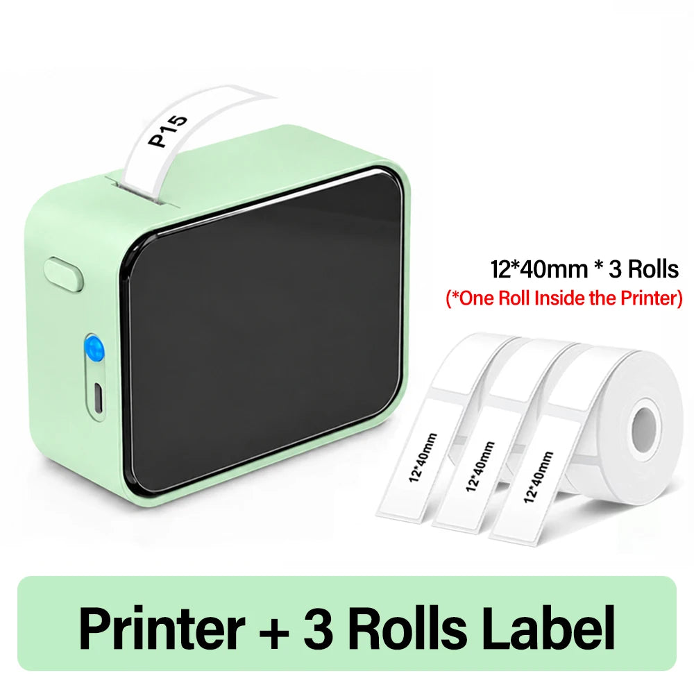 Mini Portable Thermal Label Printer – Inkless Bluetooth Sticker & Name-Tag Maker (15mm / 0.59in)