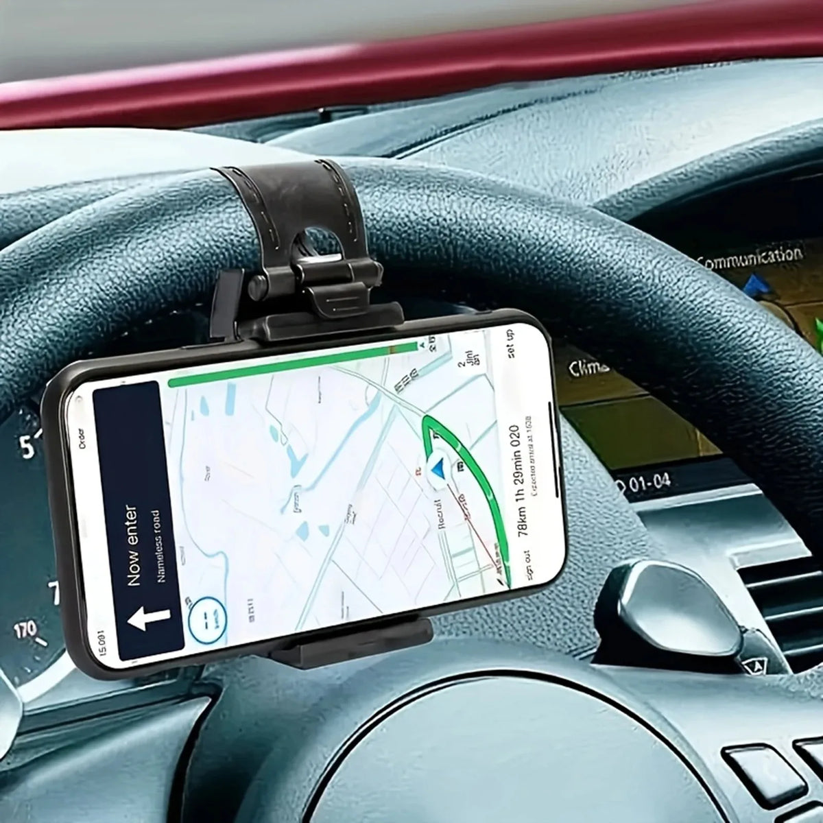 Universal Steering Wheel Phone Mount Clip – Hands-Free Car Phone Holder for Navigation