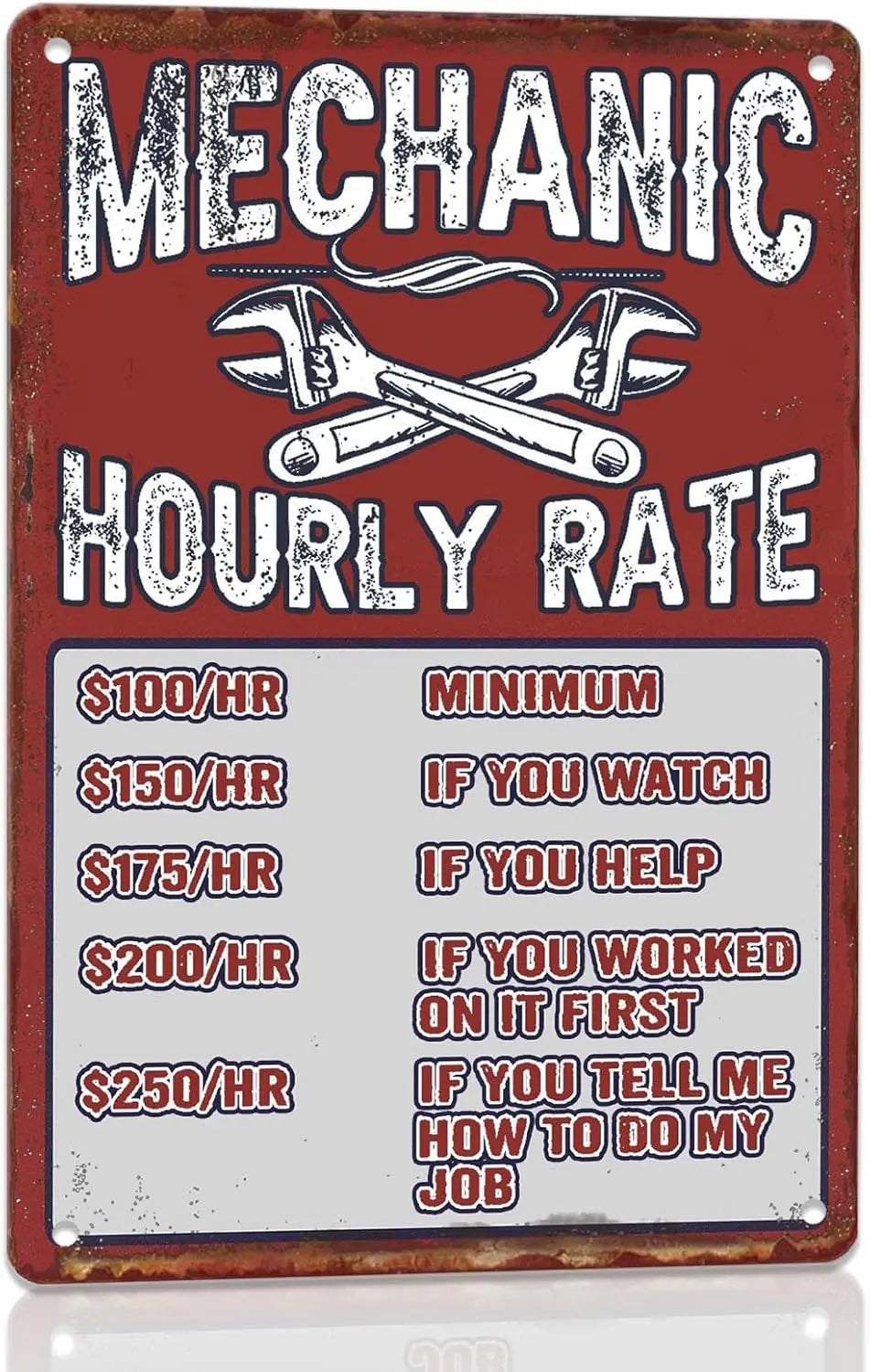 Funny Garage Mechanic Tin Sign - Humorous Car Shop Wall Decor (12×8 in / 30×20 cm, 12×16 in / 30×40 cm, 5.6×8 in / 14×20 cm)