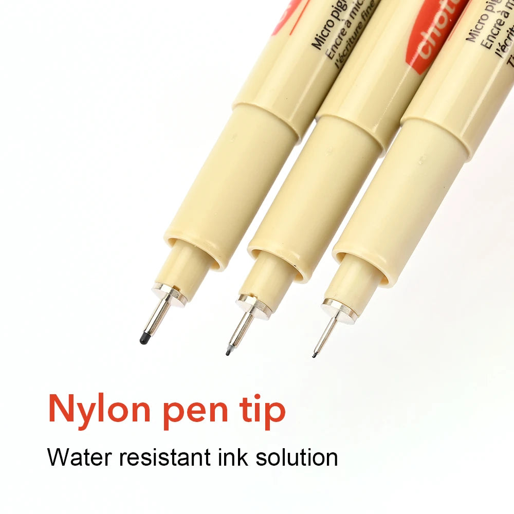 12-Pack Pigment Liner Ink Pens — Needle & Hook Tip Fineliners for Manga Drawing, Sketching & Illustration