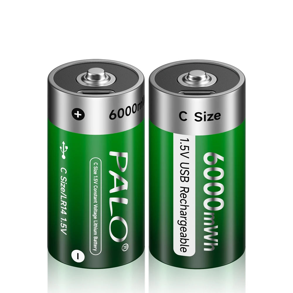 USB-C Rechargeable C-Size Li-Ion Battery 2500mAh (LR14)