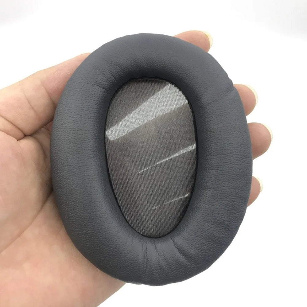 Replacement Memory Foam Ear Pads for Over-Ear Headphones, Protein Leather Cushions 75 x 95 mm (2.95 x 3.74 in) - Titanium Gray