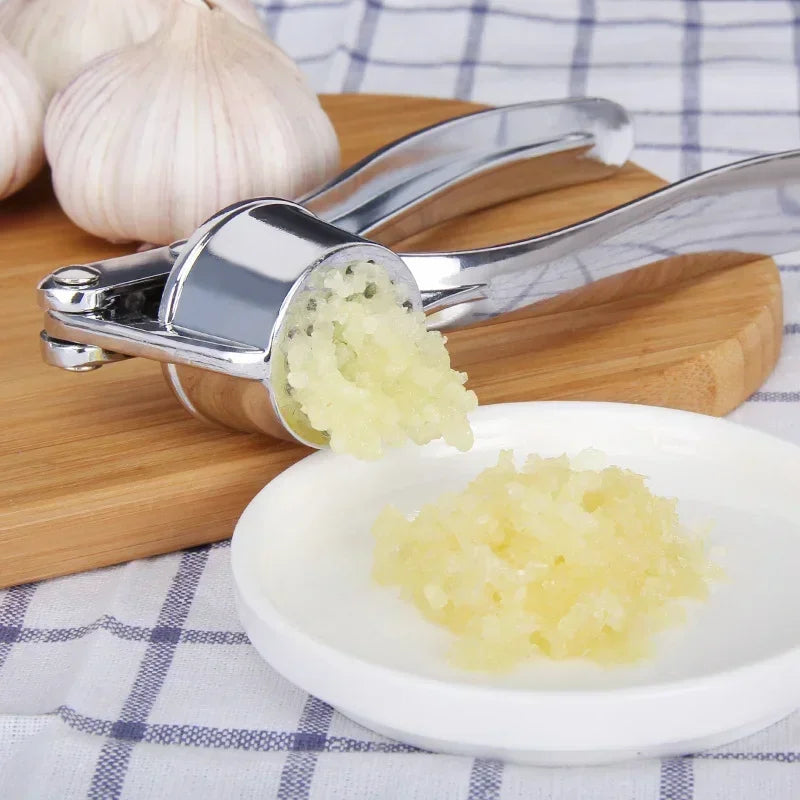 Stainless Steel Garlic Press - Handheld Garlic Crusher & Ginger Mincer for Kitchen