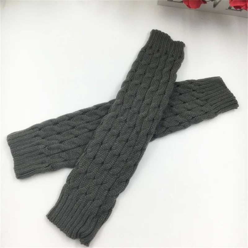Women's Knit Leg Warmers 40 cm (15.7 in) Long Crochet Boot Cuffs Autumn Winter Black White