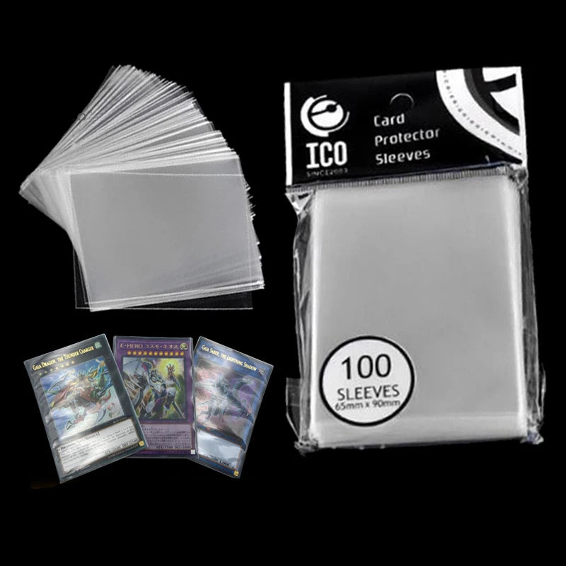 200pc (2 x 100) 65 x 90 mm (2.56 x 3.54 in) Clear Card Sleeves - Standard Trading Card Protectors for Magic, Pokemon, Yu-Gi-Oh & Board Games