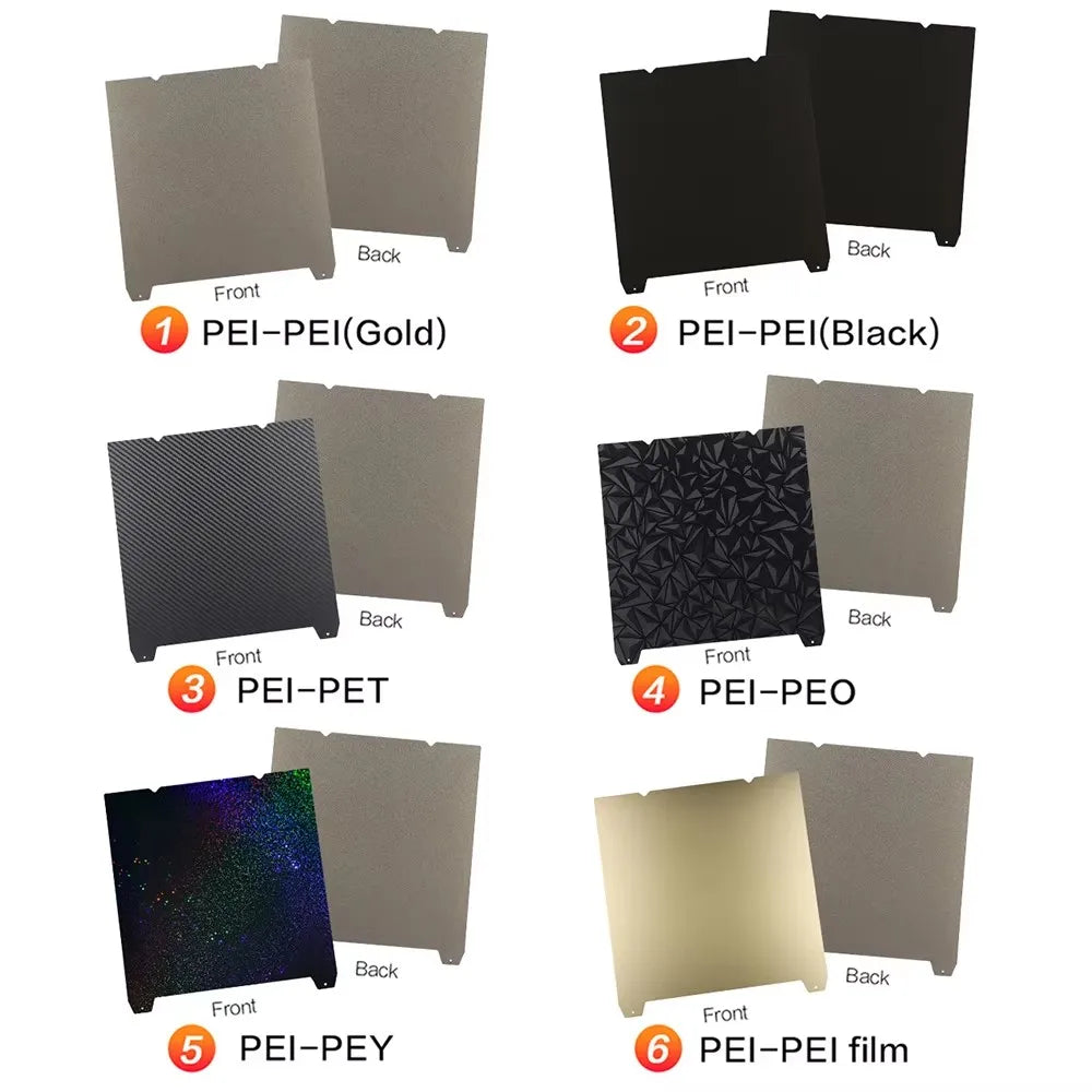 PEI Spring Steel Build Plate – Removable 3D Printer Build Surface for Heated Bed, Smooth PEI Sheet 235x235mm (9.25 x 9.25 in) & 310x310mm (12.20 x 12.20 in)
