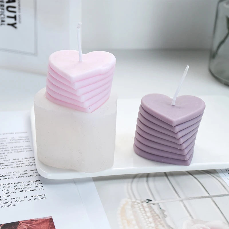 3D Rotating Stacking Heart Silicone Mold for Candle, Soap & Resin DIY Crafts