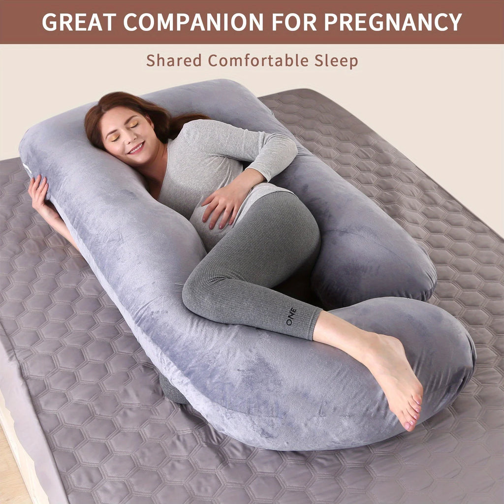 Detachable G-Shaped Maternity Pillow 36 x 28 x 14 cm (14.2 x 11.0 x 5.5 in) Crystal Velvet Pregnancy Support Cushion for Side Sleeping