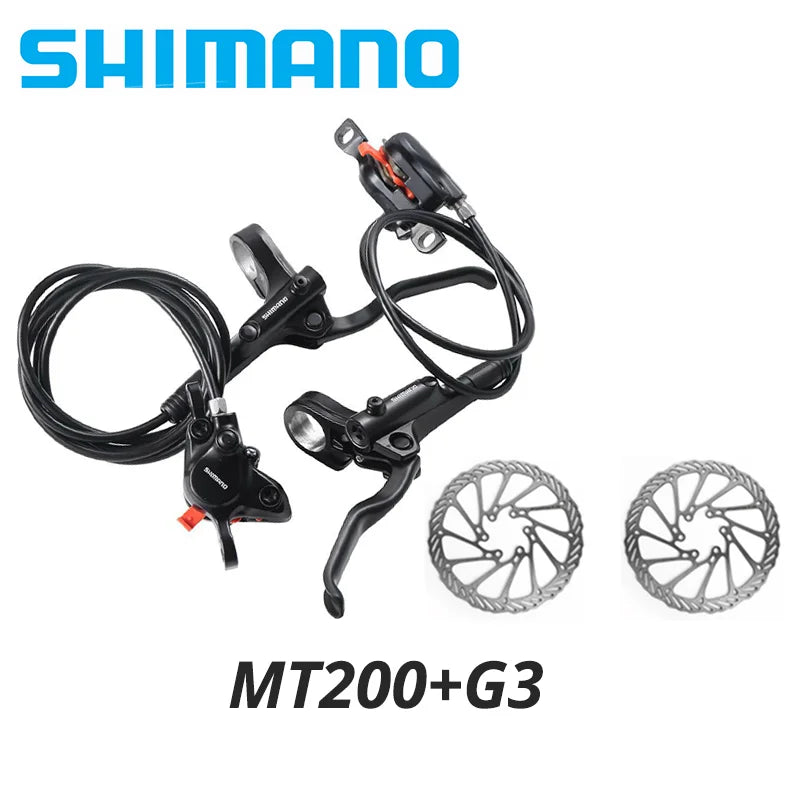 MTB Hydraulic Disc Brake Set – 2-Piston Caliper & 3-Finger Steel Lever, Front & Rear, 160mm Rotor Compatible
