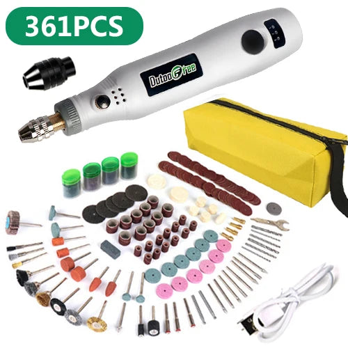 3-Speed USB Cordless Rotary Tool Mini Electric Engraving Drill Pen with Accessories