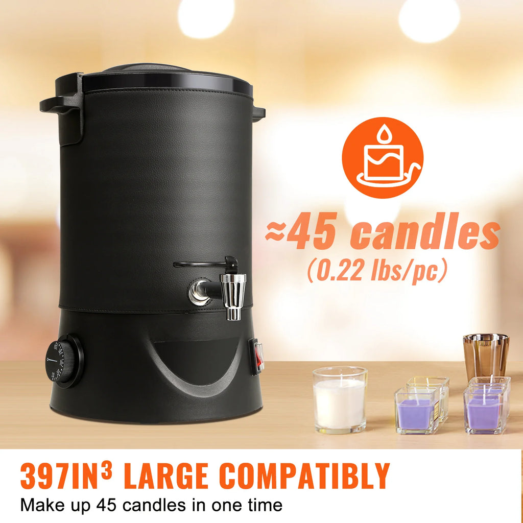 6.5L (10 lb) Electric Wax Melter for Candle Making - Stainless Steel Wax Melting Pot with Pour Spout & 9-Level Temp Control