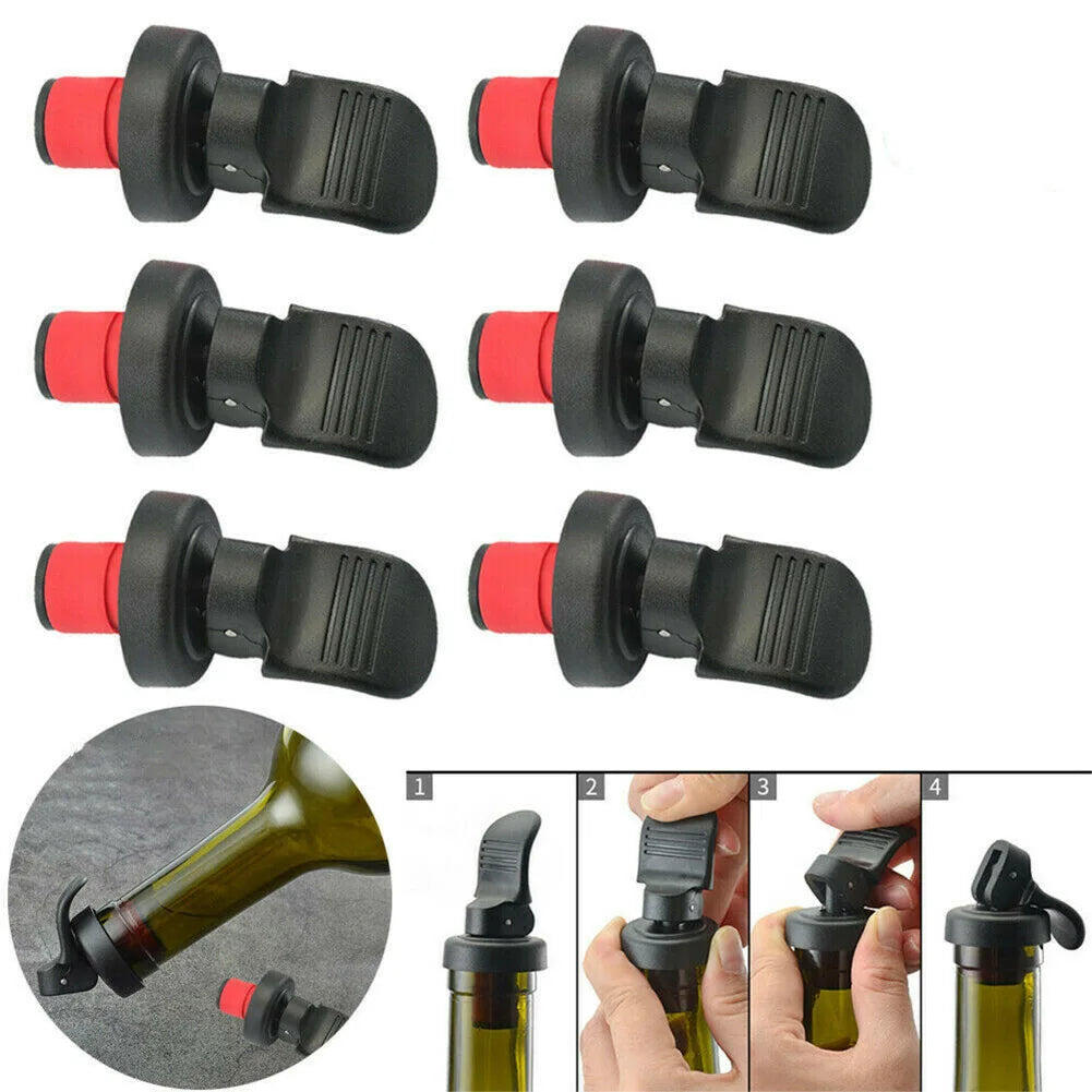 Wine Bottle Stopper Hand Press Seal - Rubber Cork Plug for Wine, Beer & Oil - Airtight Fresh-Keeping - Pack of 2/4/6