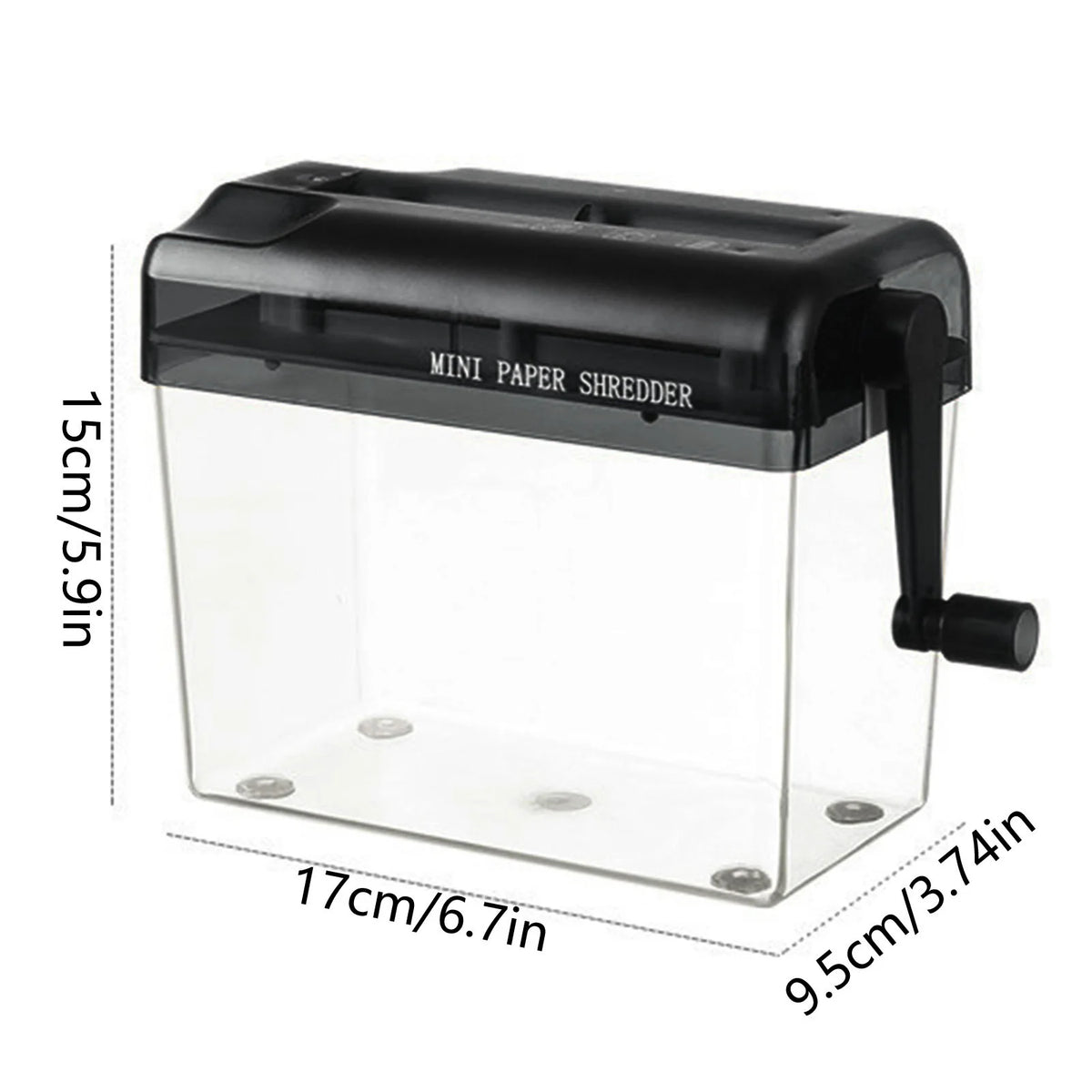 Portable Mini Hand Crank Paper Shredder - Transparent Manual Strip-Cut Document & Card Shredder for Home Office