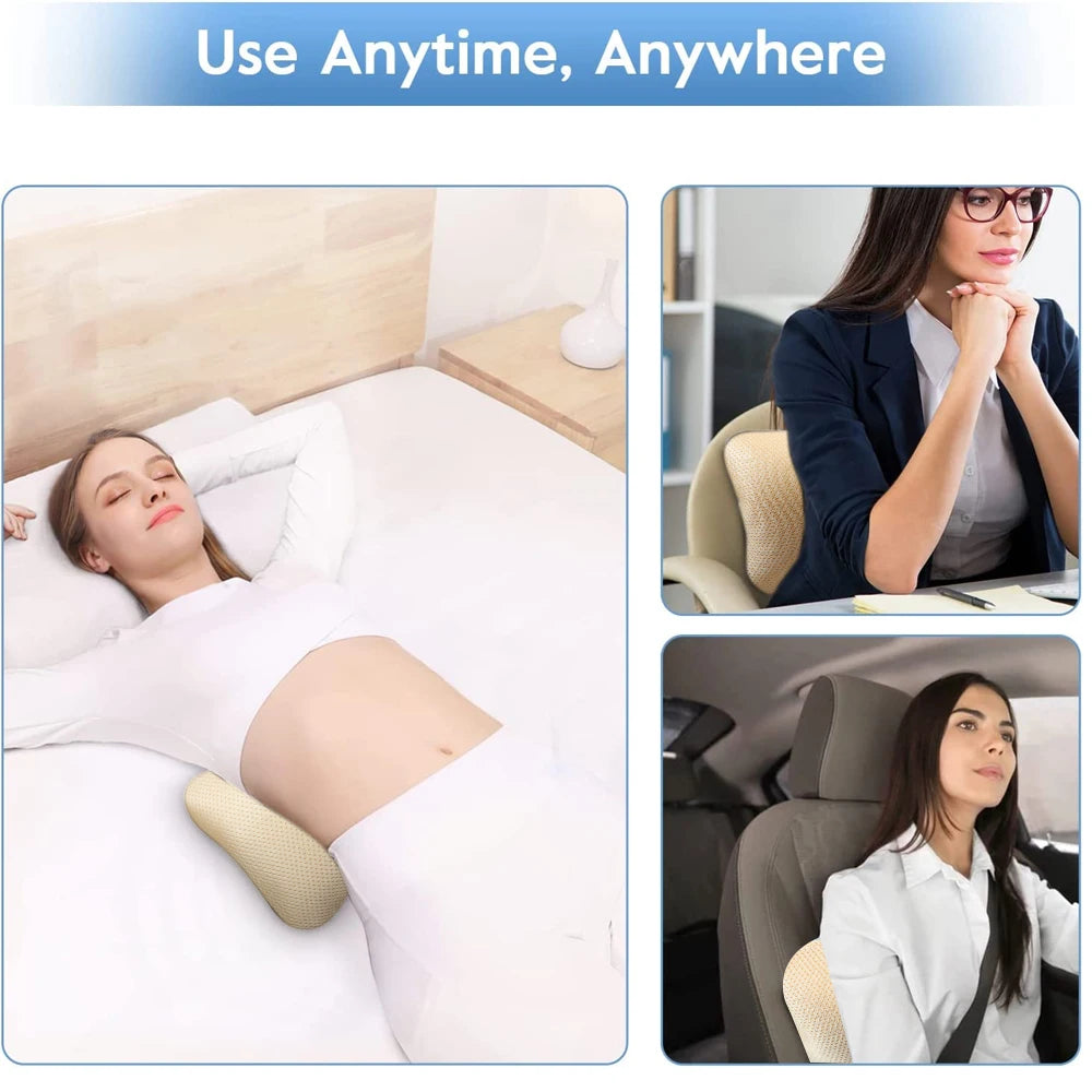 Inflatable Lumbar Support Pillow – Removable Washable Cover, Adjustable Air Cushion for Lower Back Pain Relief, Travel & Office