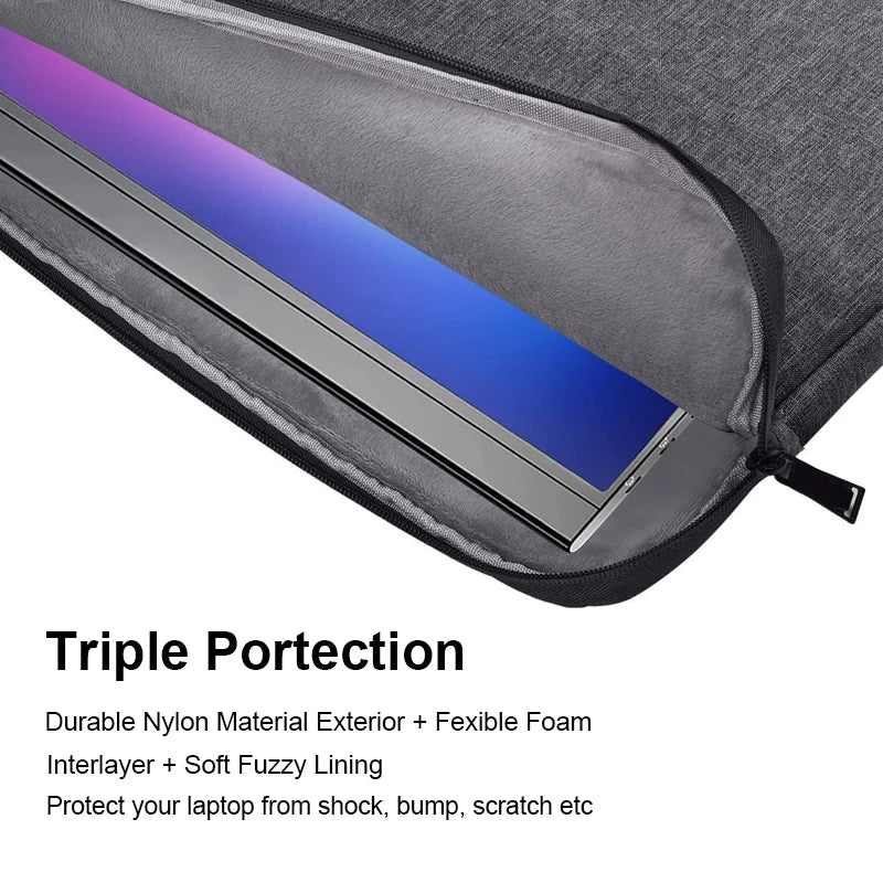 Waterproof Canvas Laptop Sleeve 13-15.6 inch (33-39.6 cm) Padded Zipper Notebook Case Slim Portable Handbag
