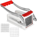 French Fry Cutter Stainless Steel Potato Chipper with 25 & 49-Hole Blades - Manual Vegetable Slicer with Suction Base