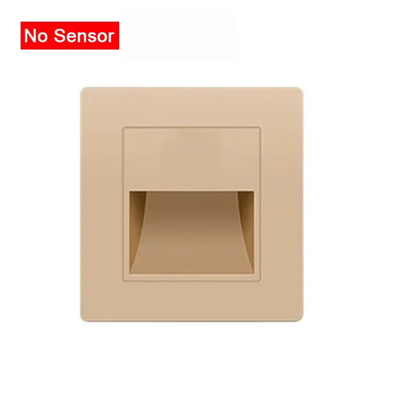 PIR Motion Sensor Recessed LED Night Light 86mm (3.4 in) AC 110-240V for Staircase Bedroom Hallway