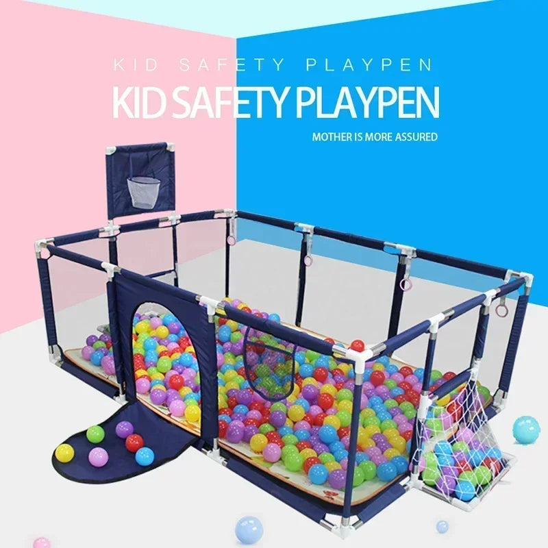 Baby Playpen & Ball Pit Play Yard – Thick Steel Pipe Kids Activity Fence, 107 x 231 x 128 cm (42 x 91 x 50 in) or 107 x 128 x 128 cm (42 x 50 x 50 in)