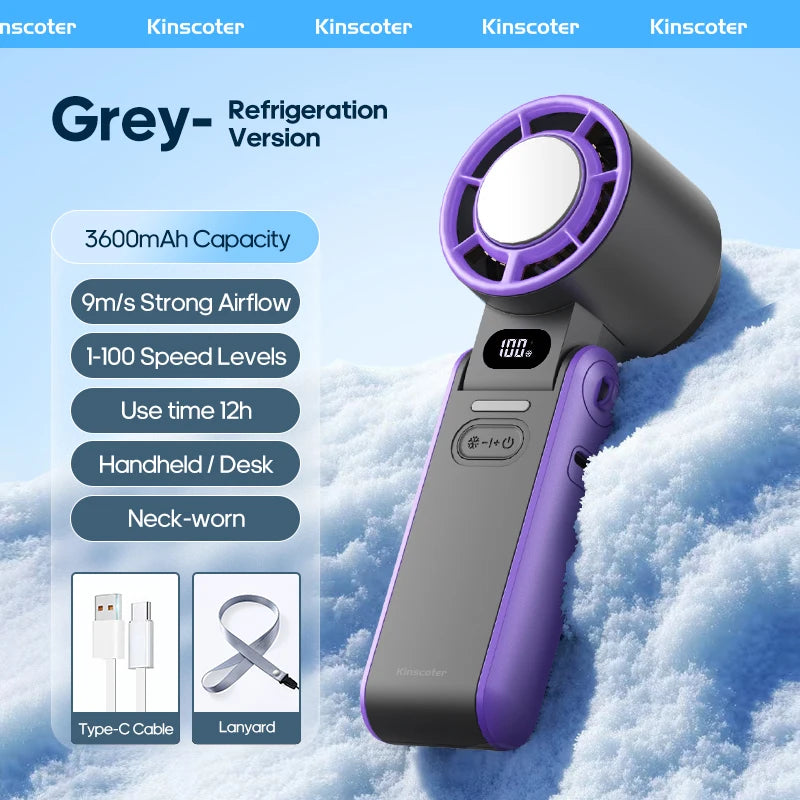 Portable High-Speed Handheld Fan 3600mAh Rechargeable 100 Adjustable Speeds Foldable Mini Turbo Fan